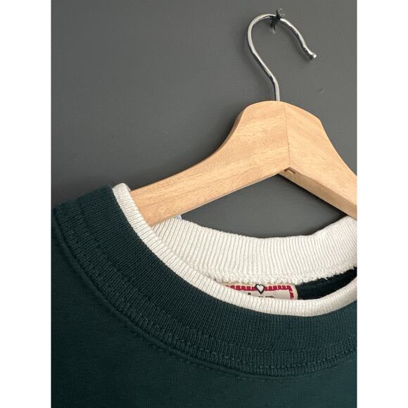 Vintage Double Collar Spruce Green Snowman Christmas Holiday Crewneck Sweater L - Picture 4 of 8